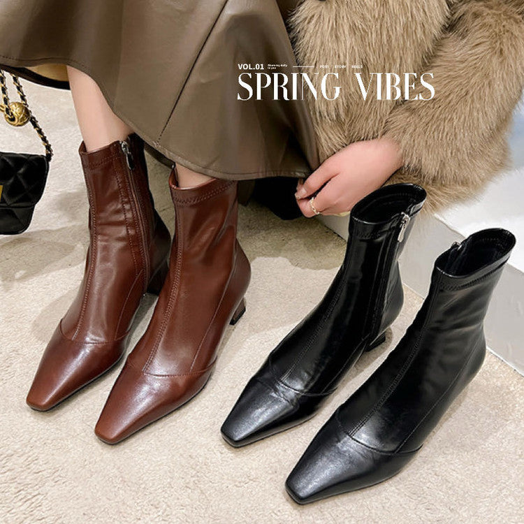 Karin Luna In Stock In Stock Slim Boots Series！Chunky Heel Ankle Boots