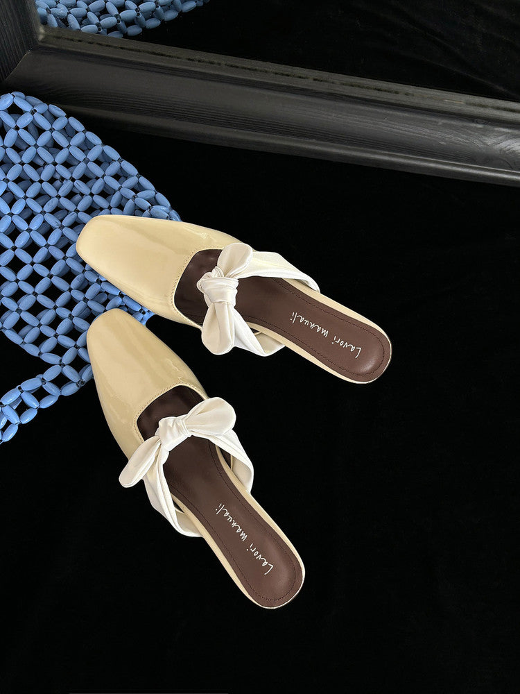 Karin Luna In Stock In Stock  Fluffy feel Bowknot Closed-Toe Slippers