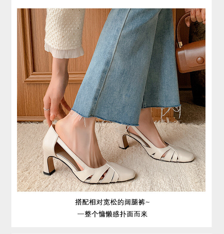 Karin Luna Hot-Selling Retro Big Item Big Goods Available for sale all seasons French-style Hollow Out Single Shoes Full leather inside and out