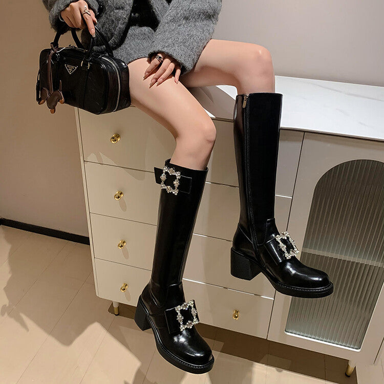 Karin Luna has prepared stock  Custom Large Square Buckle Bowknot Fastener Elegant Long Boots
