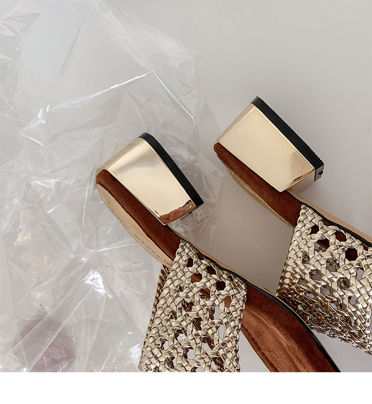 Karin Luna Hot-Selling Braided Style  In stock Toe-strap Woven Sofa Insole Slippers