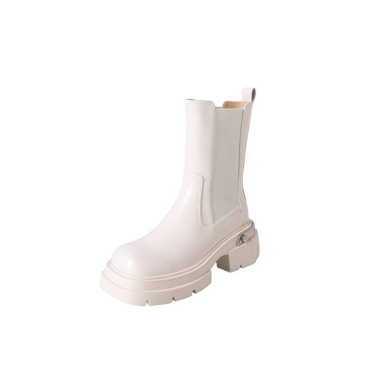 Karin Luna da Brand Series~Rear Metal Decoration Thick Sole Stretch Boots