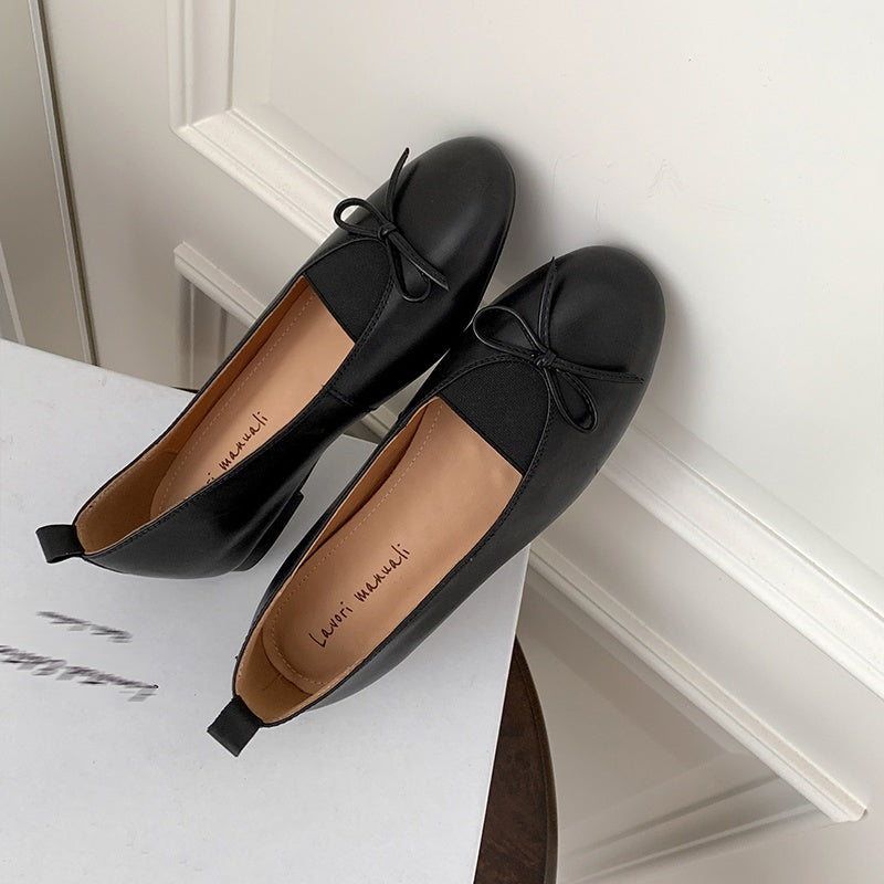 Karin Luna Full Layer Inside and Out~Basic Versatile Bow Hidden Heel Shoes