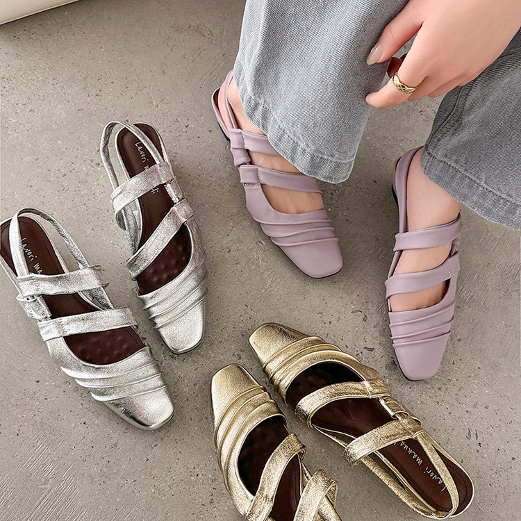 Karin Luna In Stock In Stock Minimalist Soft Upper Small Square Toe Chunky Heel Sandals