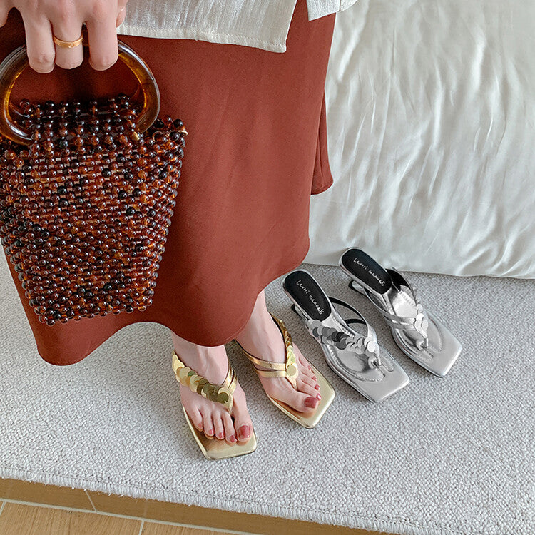 Karin Luna Exquisite Daughter~t Footrest with Rhinestones for a Sofa-like Feel  Sequin Flip-Flops