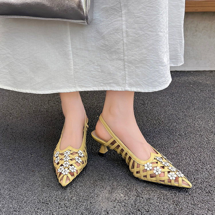 Karin Luna In Stock Spot Goods  Purely Handmade Flowers High-end Hollow Out Sandals