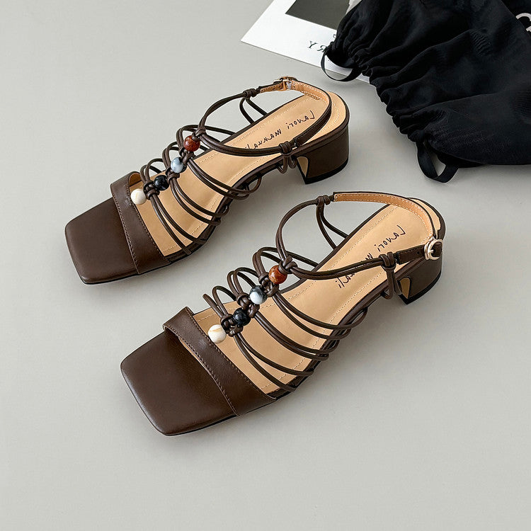 Karin Luna Bohemian Vacation Style~Square Toe Open Toe Sandals
