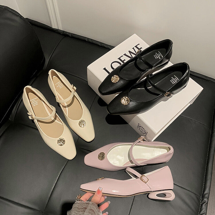 Karin Luna Camellia Story~In stock  Full Leather Shallow Mouth Single Shoes