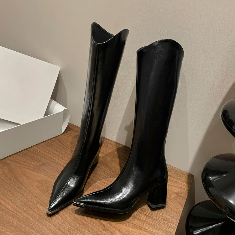 Karin Luna In Stock In-stock Pointed Toe Elegant High Heels v Slimming Effect Long Boots