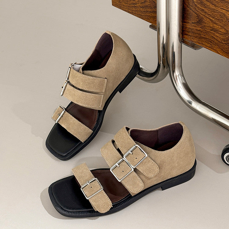 Karin Luna In Stock Spot Goods   Casual Belt Buckle Thick-soled Versatile Sandals