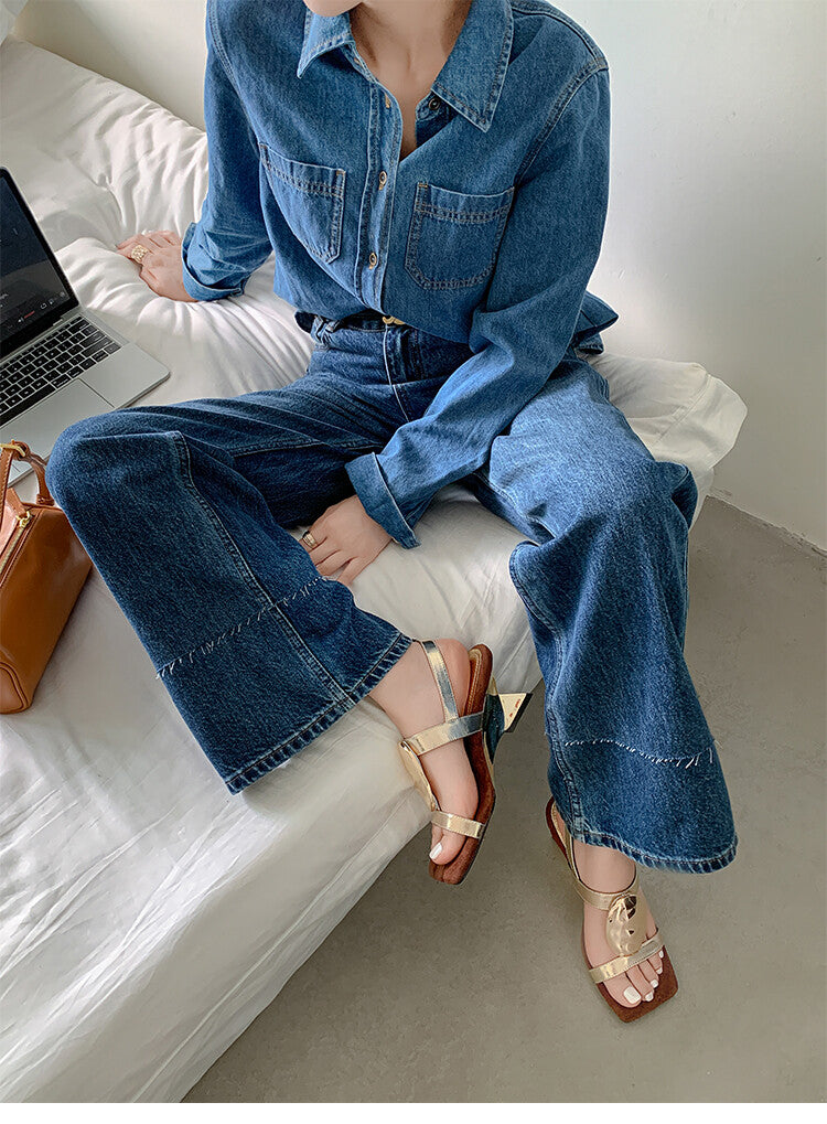 Karin Luna Hot-Selling Fasteners  Irregular Heel Open-Toe Sandals