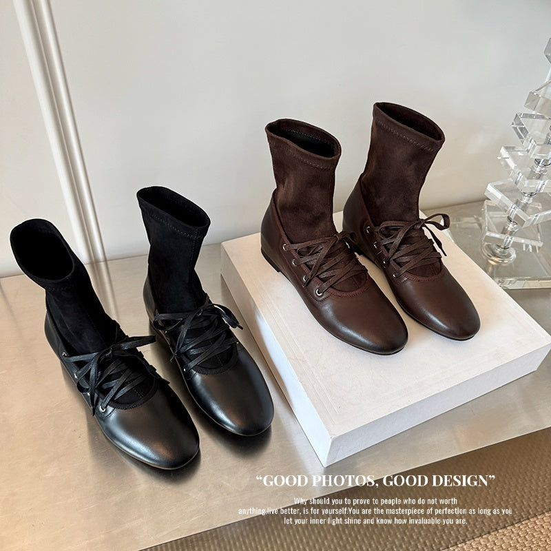Karin Luna Round Toe Internal Height Increase Lace-up Ankle Boots
