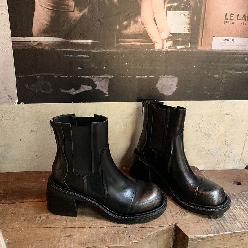 Karin Luna In Stock Spot Goods  Round Toe Stretch Round Toe Chelsea Short Boots