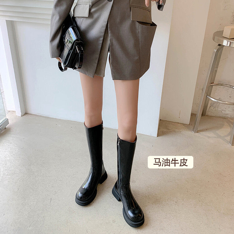 Karin Luna In Stock Spot Goods  Always in stock  Classic Basic Style Round Toe Thick Sole Knight Boots