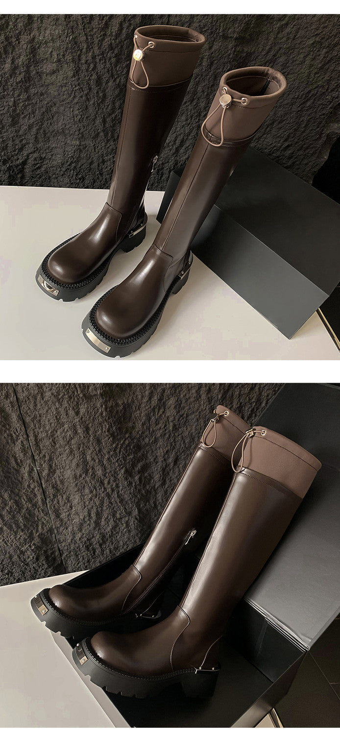 Karin Luna In Stock Spot Goods Thick-soled Casual Versatile Elegant Knight Boots