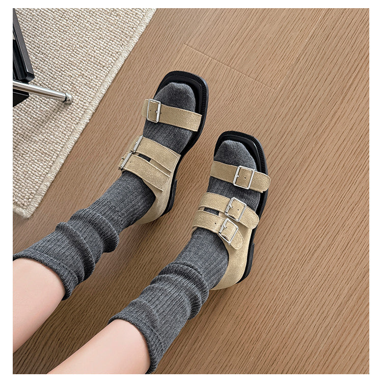 Karin Luna In Stock Spot Goods   Casual Belt Buckle Thick-soled Versatile Sandals