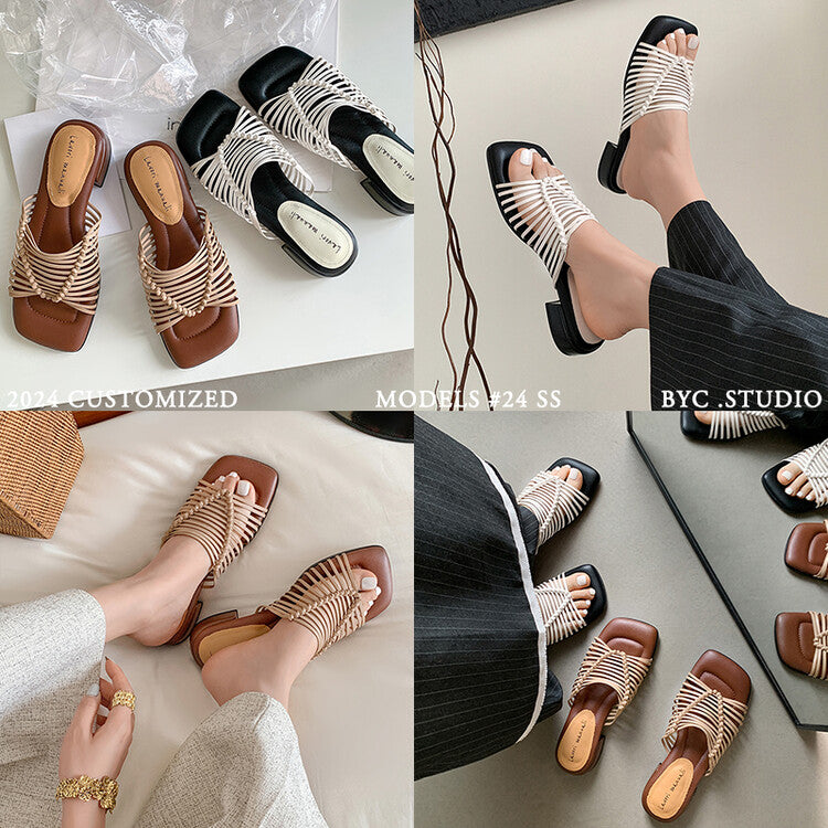 Karin Luna In Stock Spot Goods  Resort Style Handwoven Flat Sole Slippers