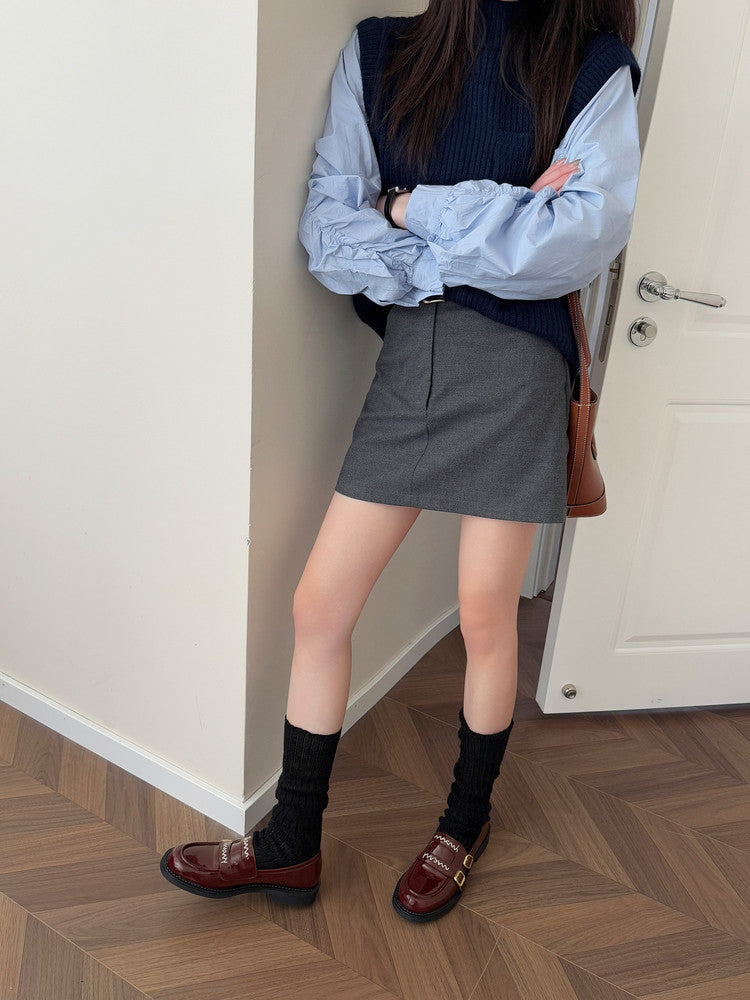 Karin Luna In Stock Spot Goods  Retro Style Slip-On Metal Buckle Loafers