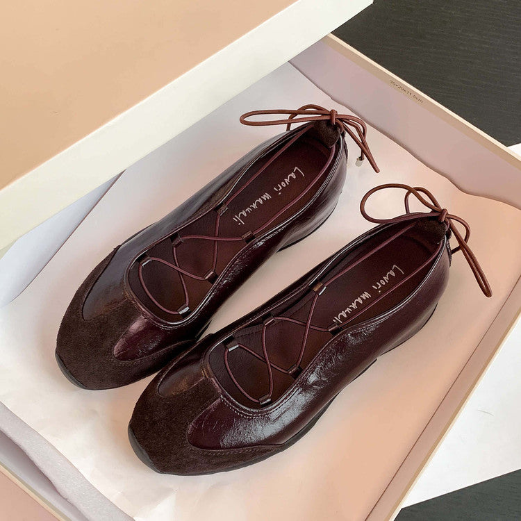 Karin Luna Basic Versatile British Style Casual Lace-up Flats