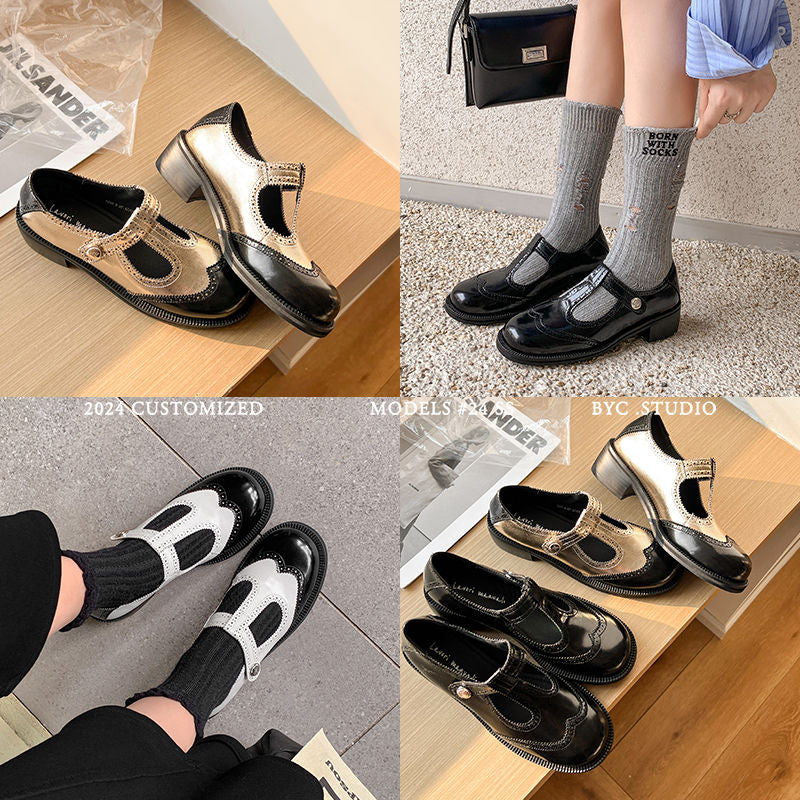 Karin Luna In Stock Spot Goods  Color Matching t Round Toe British Style Single Shoes