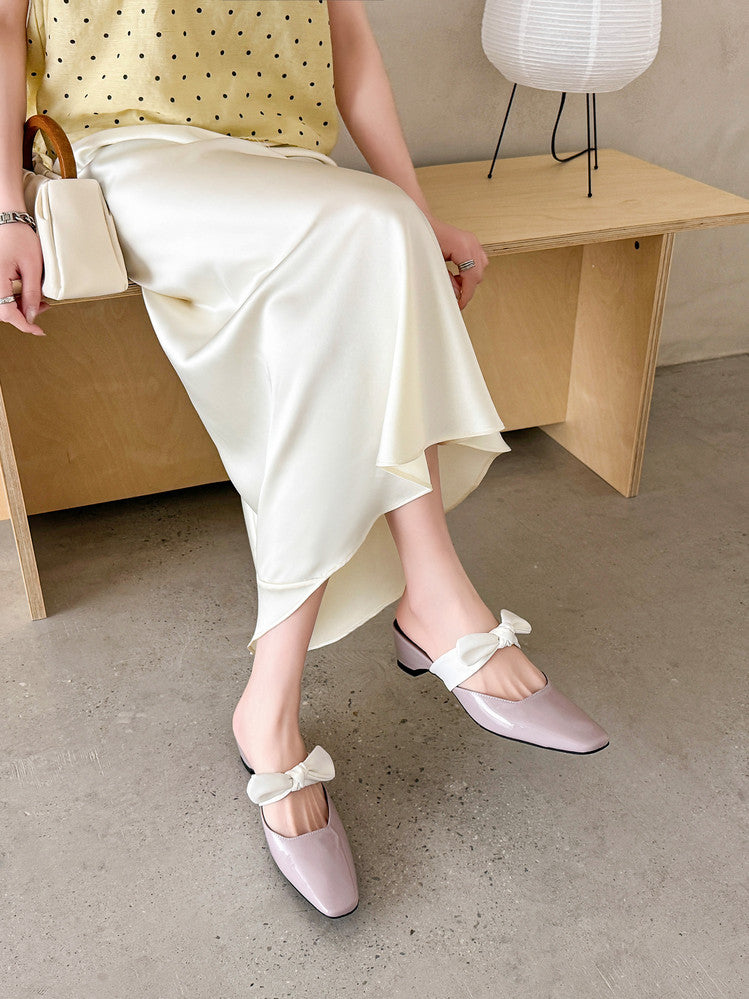 Karin Luna In Stock In Stock  Fluffy feel Bowknot Closed-Toe Slippers