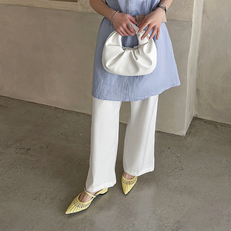 Karin Luna Casual Feel~In stock Pointed Toe Hollow Design Note Pointed Toe Slippers