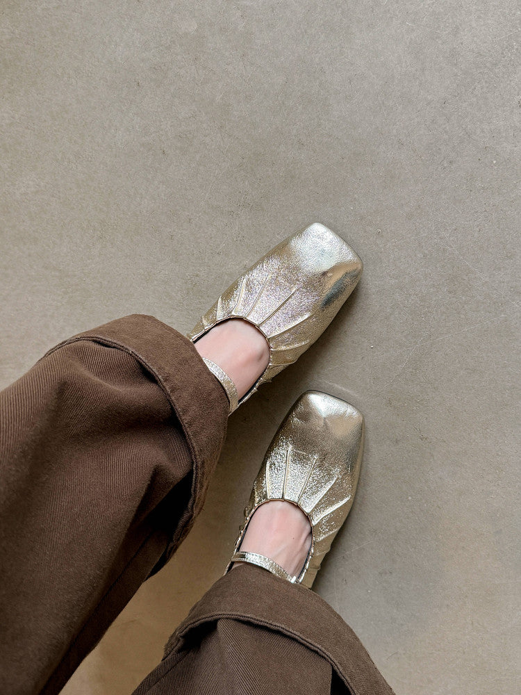 Karin Luna In Stock Spot Goods  Vintage Wrinkled One-Strap Granny Flats