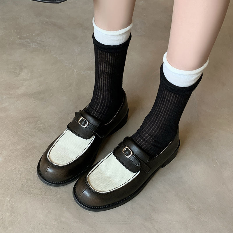 Karin Luna Casual Shoes Series~  In stock Classic color-blocking British style deep-mouth single shoes