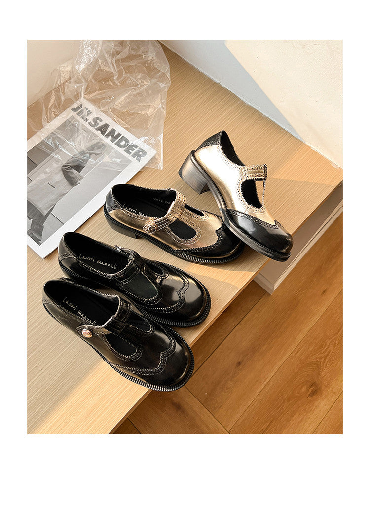 Karin Luna In Stock Spot Goods  Color Matching t Round Toe British Style Single Shoes