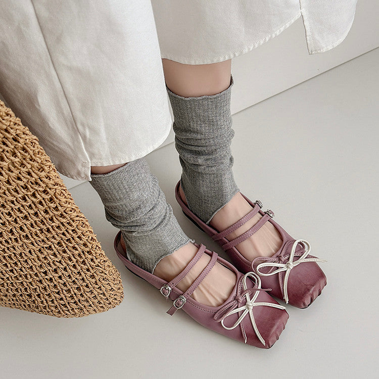 Karin Luna In Stock In Stock   Summer New Sweet Bowknot Color Block Square Toe Height-Increasing Slippers