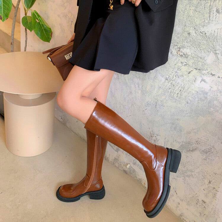 Karin Luna In Stock Spot Goods  Always in stock  Classic Basic Style Round Toe Thick Sole Knight Boots