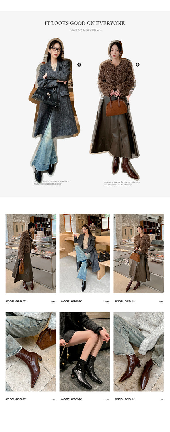 Karin Luna In Stock In Stock Slim Boots Series！Chunky Heel Ankle Boots