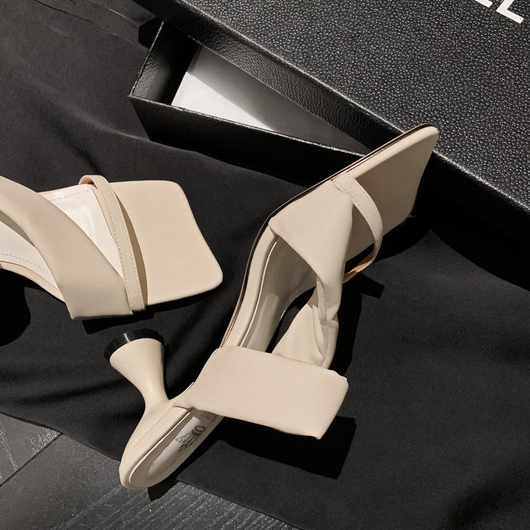Karin Luna Best-selling in stock Minimalist Style  All-Matching Irregular Ultra-Soft Strap Square Toe High Heels