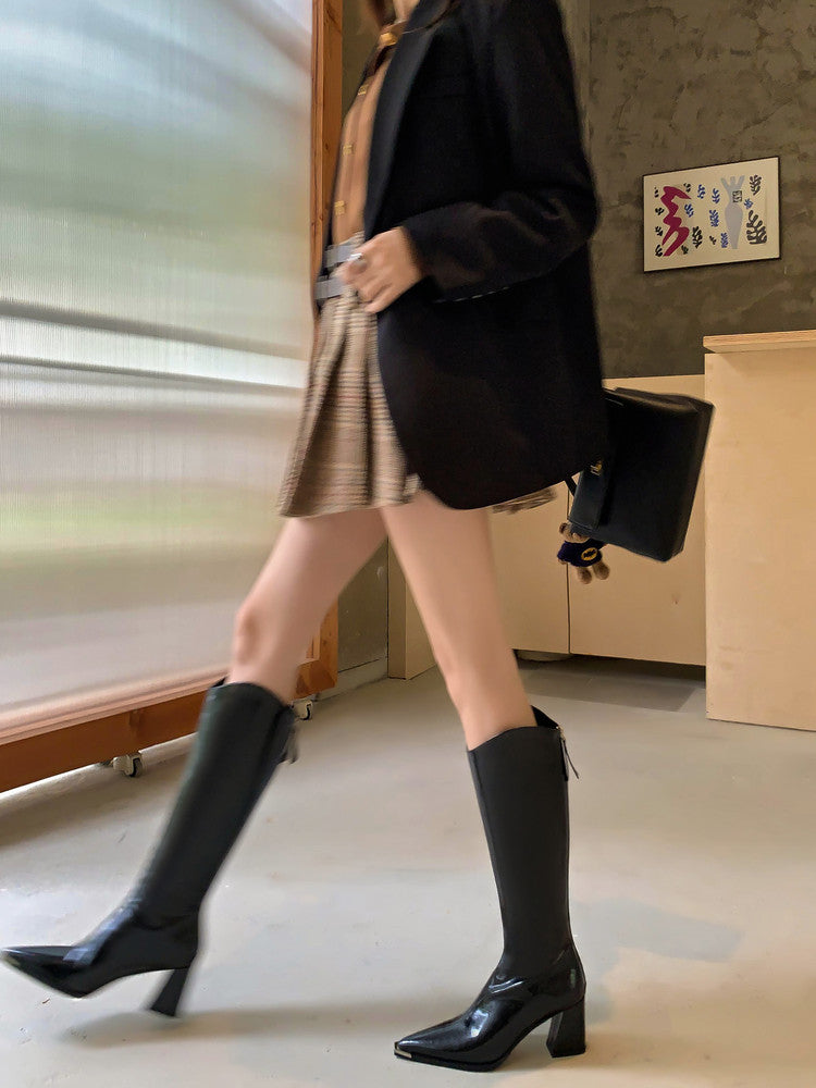 Karin Luna In Stock In-stock Pointed Toe Elegant High Heels v Slimming Effect Long Boots