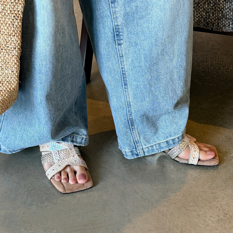 Karin Luna Fish Skin Series~ Hot-selling Square-Toe Slippers with Built-in Traffic