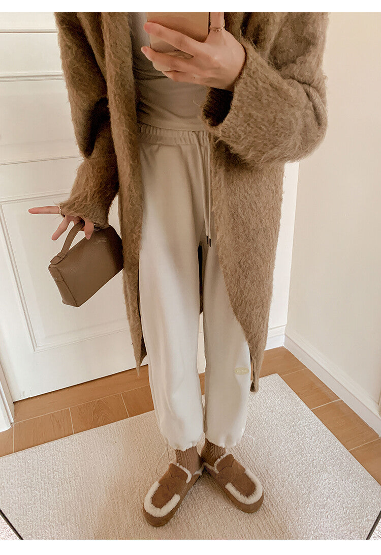 Karin Luna In Stock Look~This is such thick lamb wool Winter Atmosphere！Cowhide Leather Lamb Wool Round Toe Flat Sole Half Support！