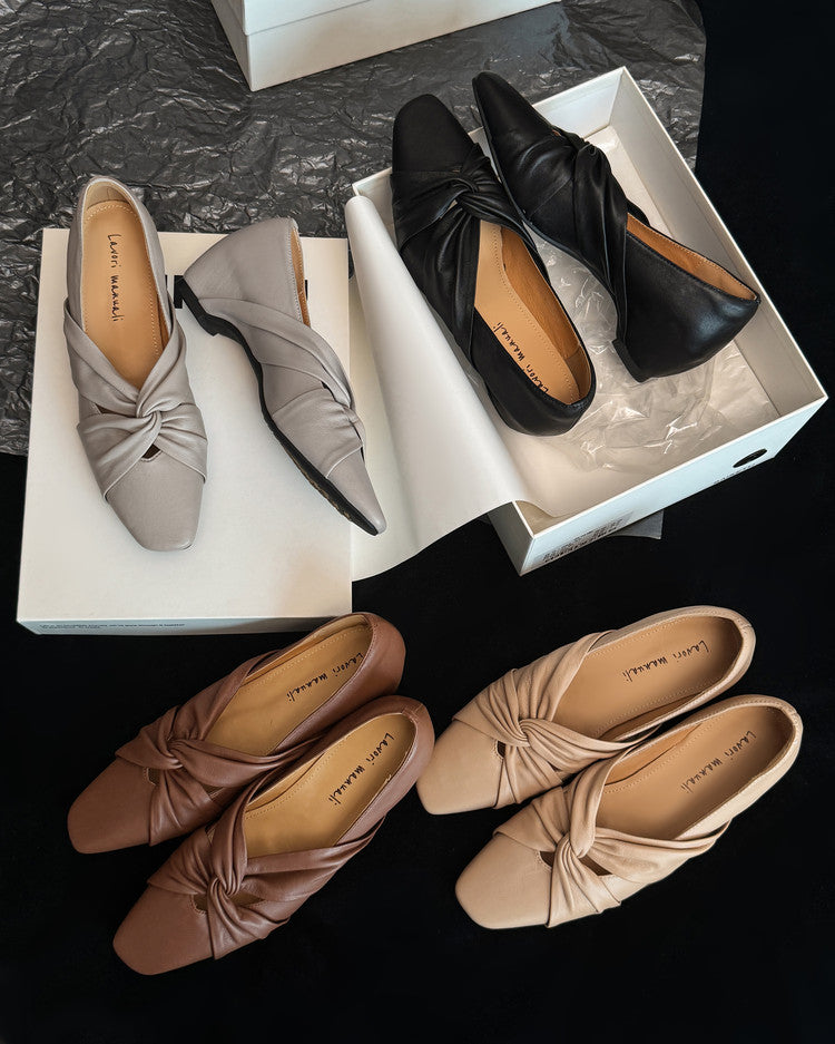 Karin Luna Cross Design Square Toe Hidden Wedge Shoes