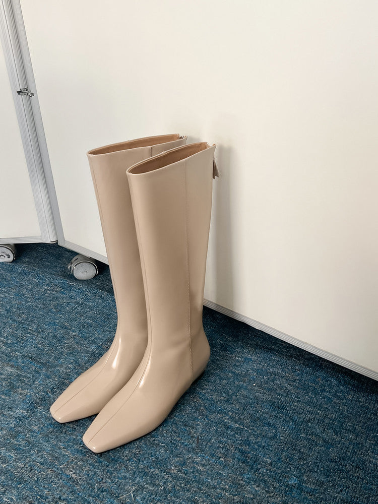 Karin Luna Minimalist Style Square-Toe Hidden Heel Long Boots