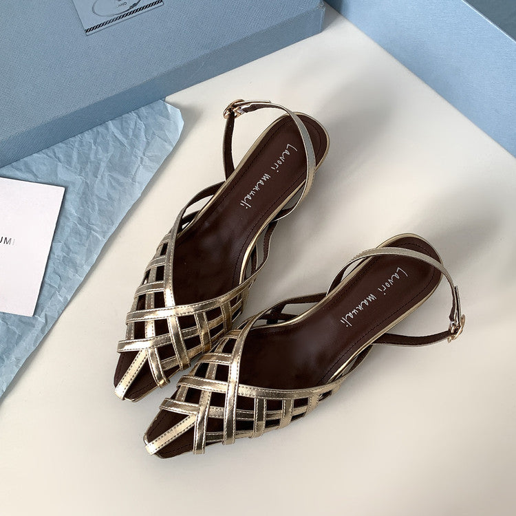 Karin Luna Braided Style ~Cross-woven Pointed Toe Closed-toe Sandals