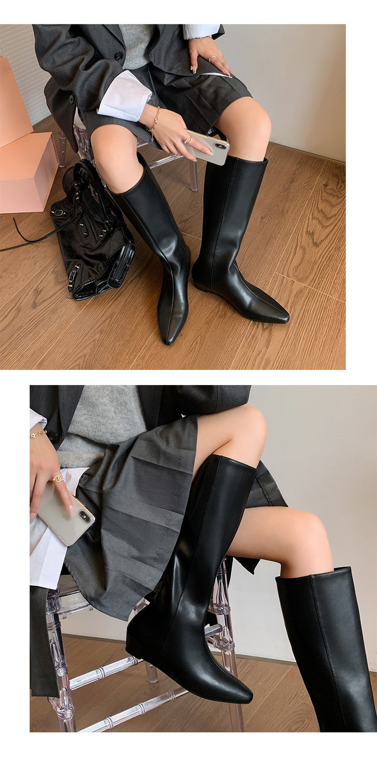 Karin Luna In Stock  In-stock Square Toe Straight Slip-on Long Boots