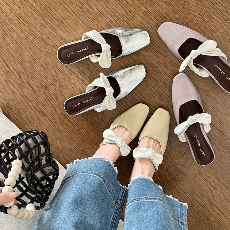 Karin Luna In Stock In Stock  Fluffy feel Bowknot Closed-Toe Slippers