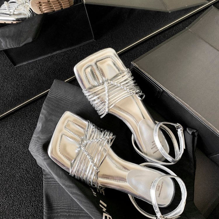 Karin Luna Data Hot Item  Comes with data plan included Hand-woven Square Toe Sofa Insoles Irregular Heel Sandals