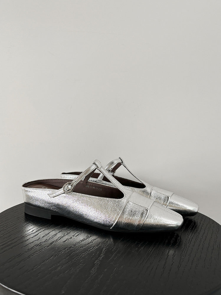 Karin Luna In Stock Spot Goods  t Square-Toed Full Leather Basic Slippers