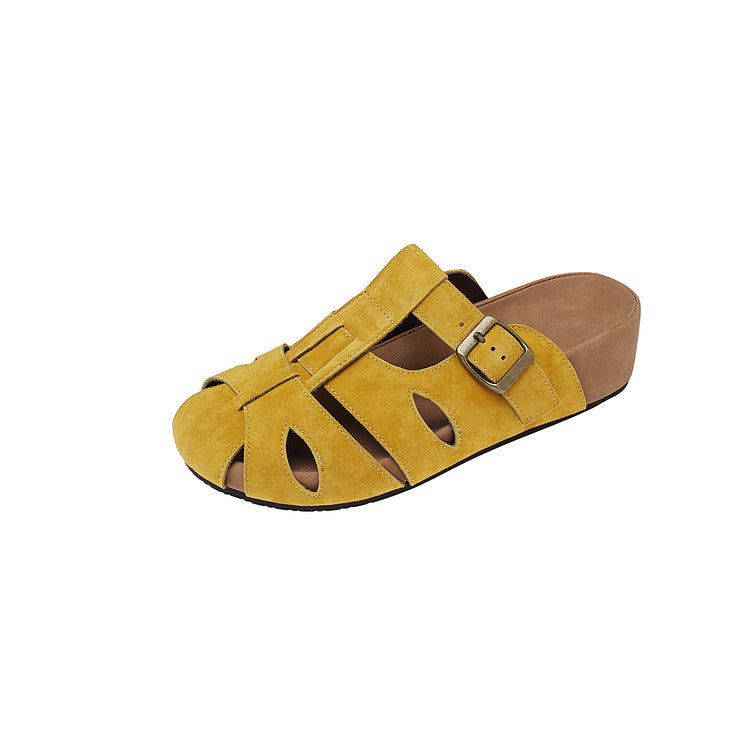 Karin Luna Full Layer Inside and Out~Basic Versatile Perforated Round Toe Birkenstock Slippers