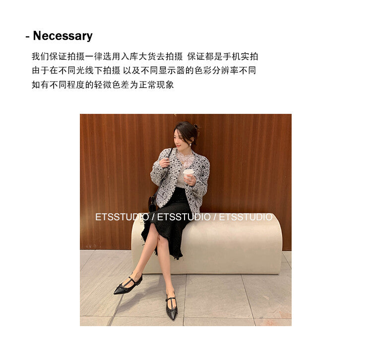 Karin Luna is a perfect Korean drama heroine~French Retro Style Full leather inside and out Pointed Bowknot