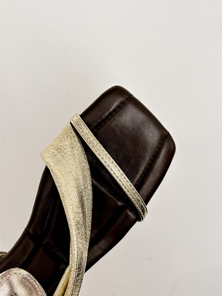 Karin Luna In Stock Spot Goods Minimalist Style Square-Toed Irregular Heel Slippers