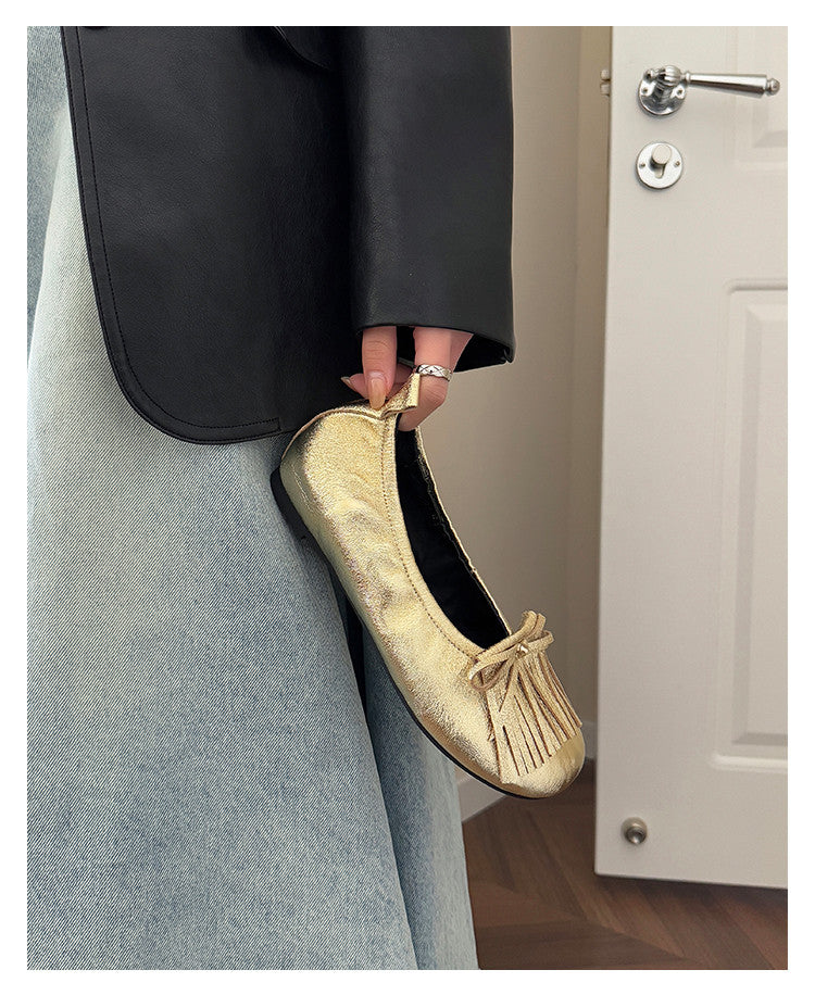 Karin Luna In Stock Spot Goods   Tassel Round Toe Hidden Wedge Mary Jane Shoes