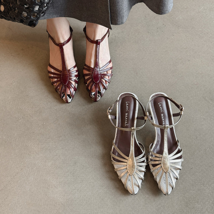 Karin Luna In Stock Spot Goods Open-toe French Style Metal Heel Sandals