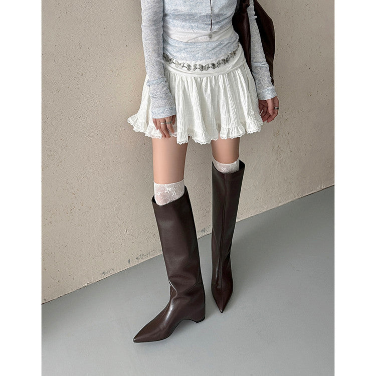 Karin Luna Hot-Selling Internal Height Increase Pointed Toe Straight-Leg Hot-Selling Long Boots