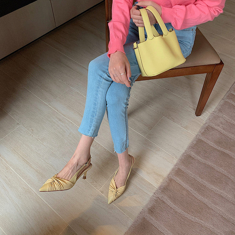 Karin Luna In Stock In Stock  Exquisite Pointed Toe Backless Closed-Toe Stiletto Sandals
